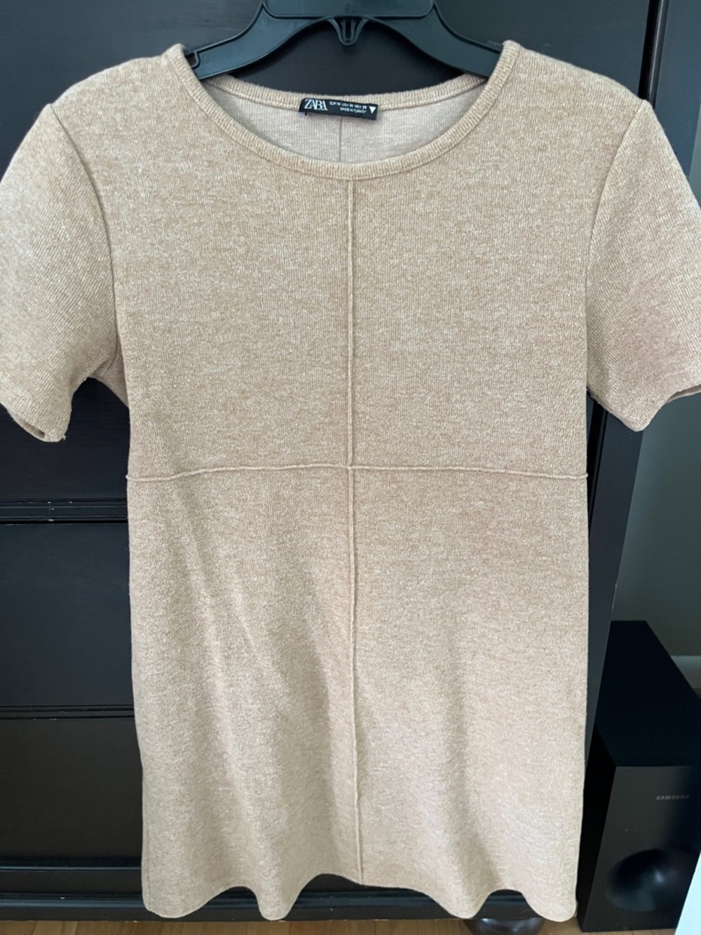 Zara Light Beige Seam-Front Knit Dress